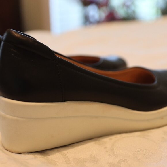 Naturalizer Susan Leather Slip on Wedge Shoe Size 8 Black White - Picture 6 of 12